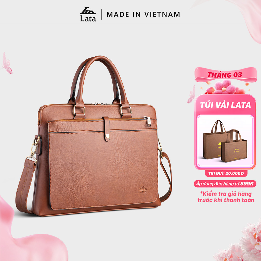 Cặp Công Sở Lata (Thời trang nam basic đựng laptop 14 inch - Cặp da CA37)