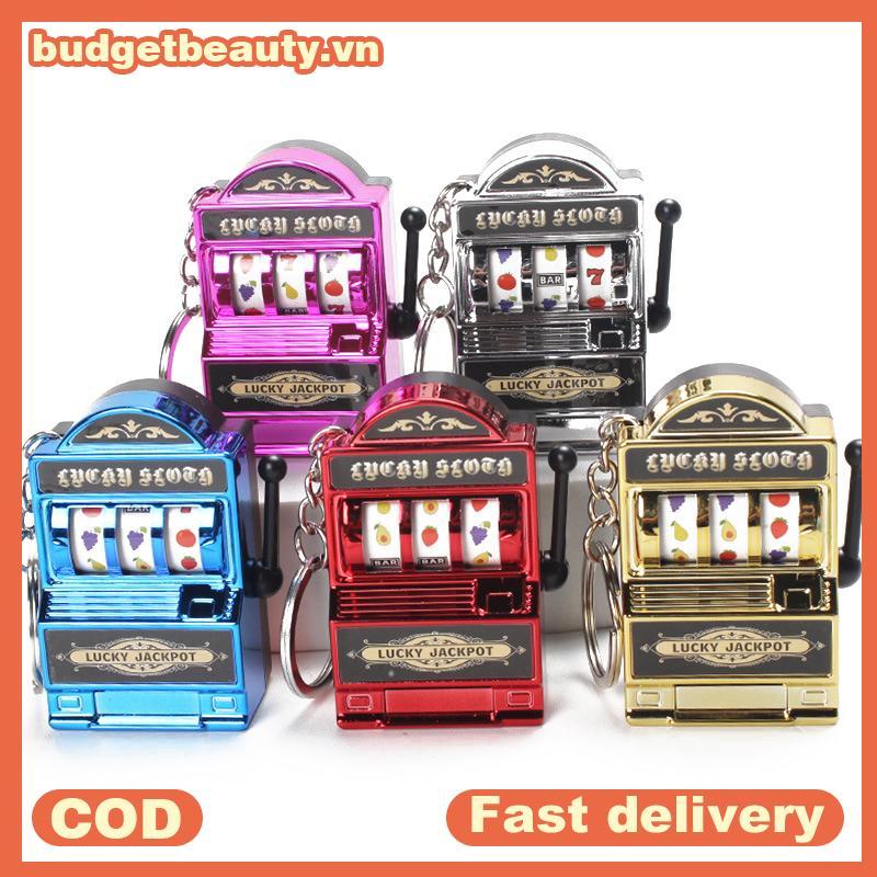 BUDGET Vintage Fruit Slot Machine Móc khóa Lucky Jackpot Đồ chơi vui nhộn Quà tặng cho trẻ em.