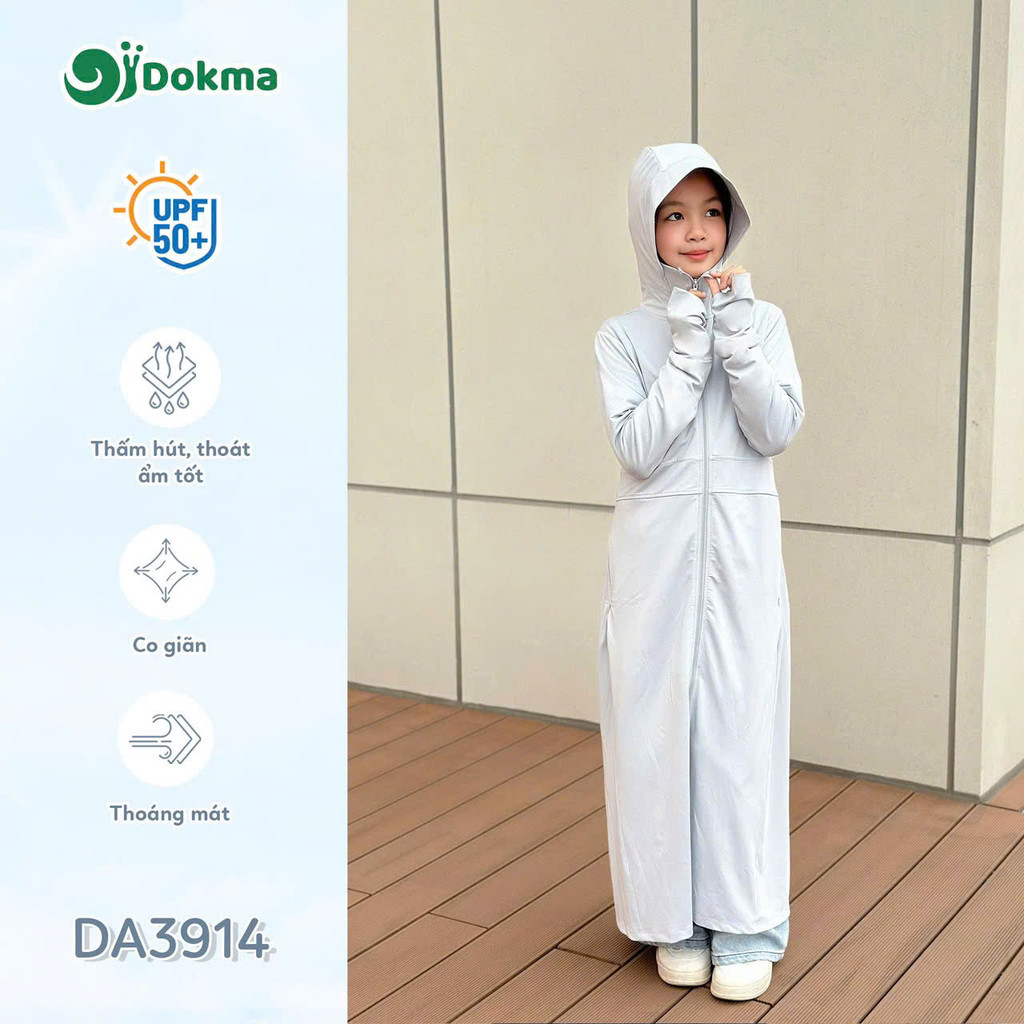 Áo chống nắng dáng dài Dokma DA3914  (7-10Y)
