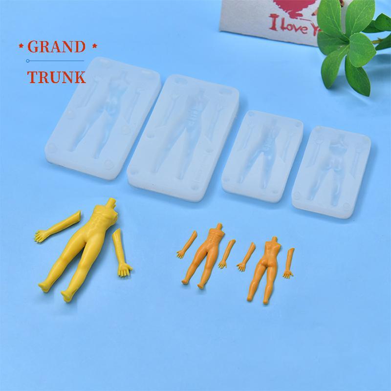[GRAND-t] 1 Bộ Đất Sét Polymer Nam Búp Bê Cơ Thể Torso Khuôn Silicon Fondant / Nhựa Đất Sét DIY Búp 