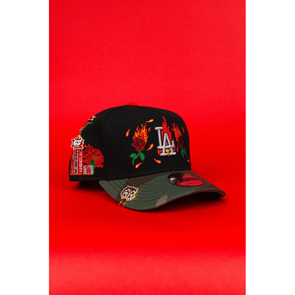 Snapback Mũ Bóng Chày Los Angeles Dodgers Màu Đen/Camo Có Hoa Hồng và Tem Tokyo Series - Chất Liệu C
