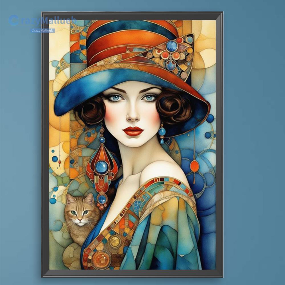 Sơn Theo Số Bộ Trên Canvas DIY Dầu Nghệ Thuật Vintage Dame Trang Trí Tường Nhà 40x60cm