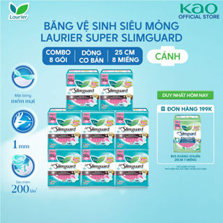 [Mua 8 Được 9] Combo 8 gói BVS Laurier siêu mỏng bảo vệ 1mm 25cm 8 miếng