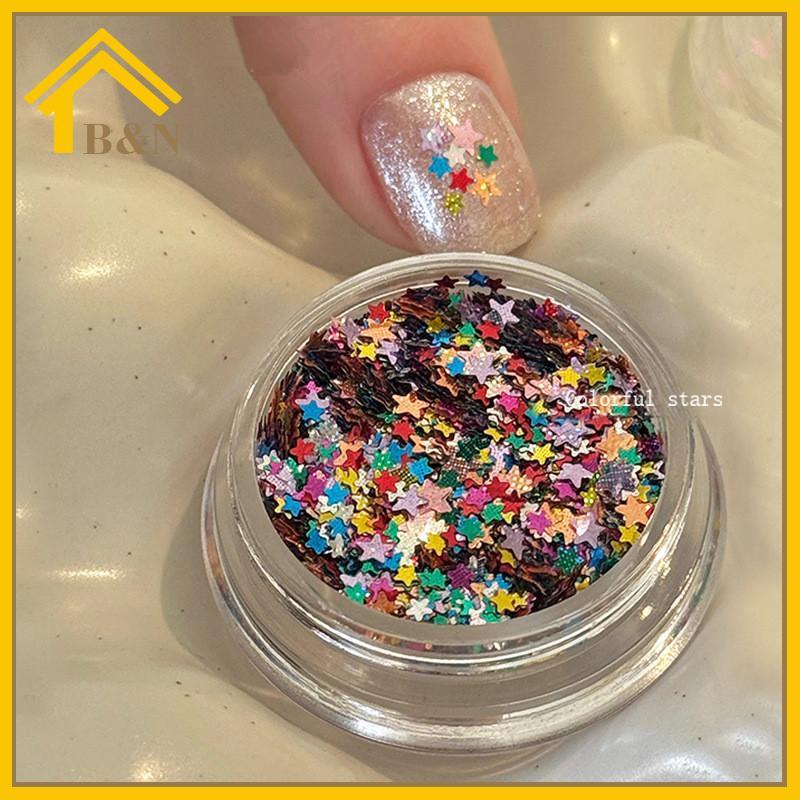 HER 1Jar Mini Ngôi Sao Lấp Lánh Móng Tay Lấp Lánh Lấp Lánh Pentagram Trang Trí Móng Tay Salon Thiết 