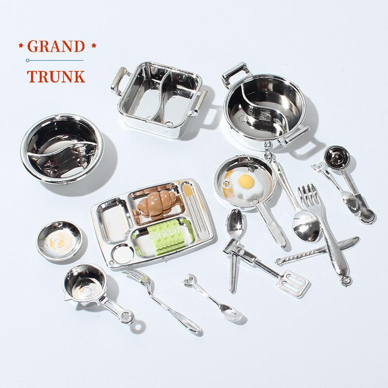 [GRAND-t] 1 / 12 Nhà Búp Bê Mô Phỏng Nồi Canh Nhà Búp Bê Mini Lẩu Bộ Đồ Ăn Búp Bê Nhà Bếp Phụ Kiện N
