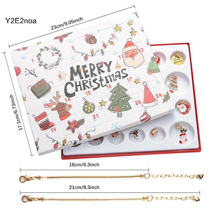 Y2E2noa - Hộp Quà Tặng 24 Chiếc Mặt Dây Chuyền Chủ Đề Giáng Sinh, Hộp Đếm Ngược Ngày Noel