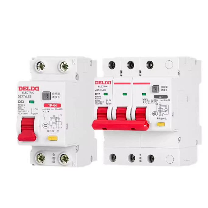 Delisi DZ47SLES Bảo vệ rò rỉ 2P Hộ gia đình 1P63A Ba pha 3P + N Bộ ngắt mạch 4P Air Open