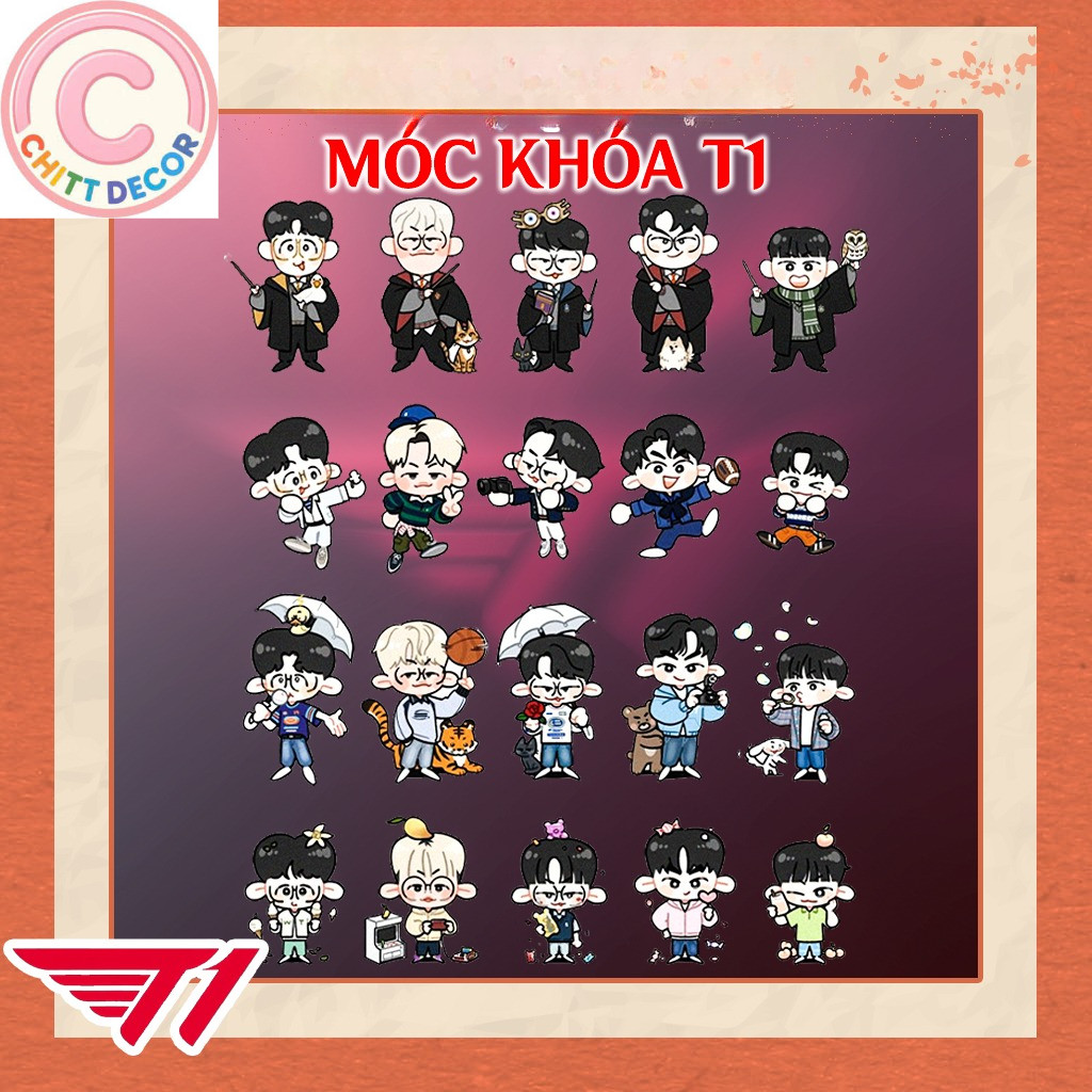 Móc Khoá T1, Móc Khoá Tuyển Thủ League Of Legends Faker Keria Gumayushi Oner Doran Bằng Chất Liệu Ac