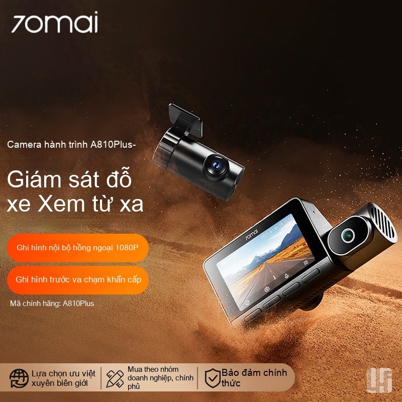 Camera hành trình 70mai A810 Plus ghi hình trước sau, độ phân giải 4K siêu nét, sử dụng hai cảm biến