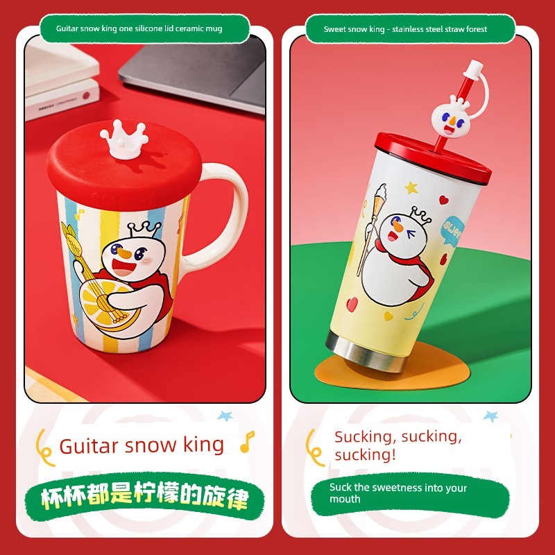 Mixue Ice City Thu Đông Bình Giữ Nhiệt Bé Gái Học Sinh Trẻ Em Cốc Nước Di Động Thép Không Gỉ Dễ Thươ