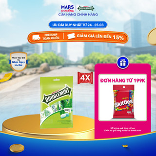 Combo 4 Túi Viên Ngậm Không Đường Doublemint Hương Bạc Hà Túi 30 Gói 2 Viên