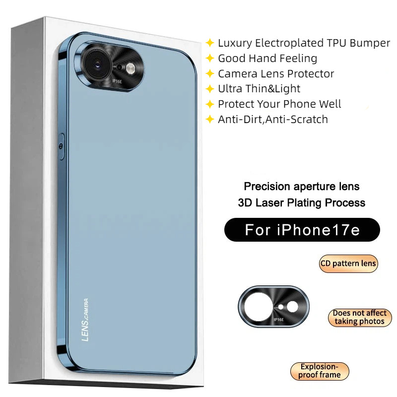 Dành Cho iPhone 16e 17e 17E Ốp Lưng TPU Mạ Điện Sang Trọng Mờ PC Cứng Vỏ Điện Thoại Cho iPhone 17e 1