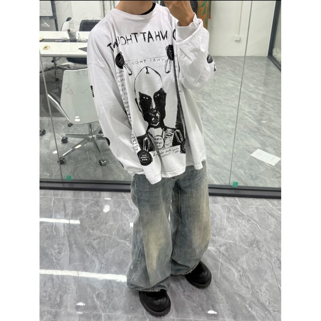 E7VC Enfants Riches Deprimes ERD Long-sleeved man with a bull head mask T Little Ghost's unisex tren