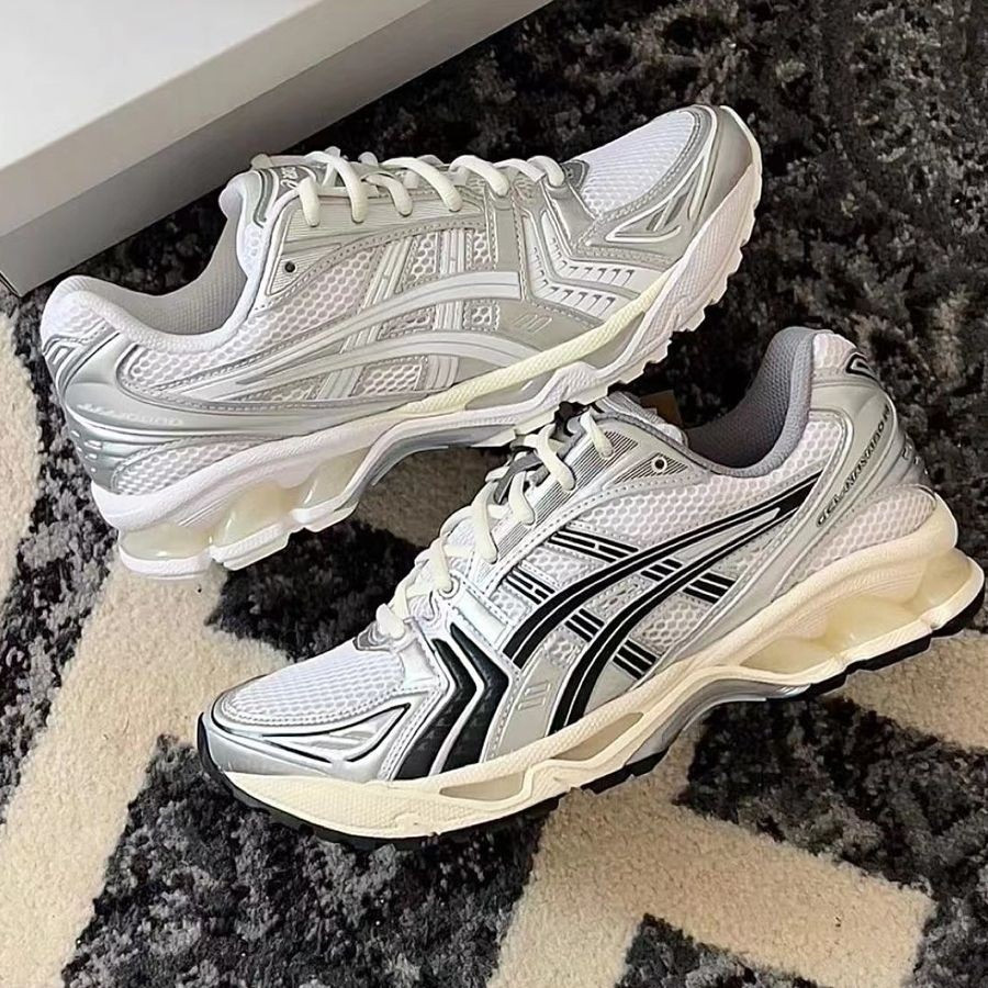 Giày chạy bộ ASICS Gel Kayano 14 unisex, mũi ren, chống trơn trượt