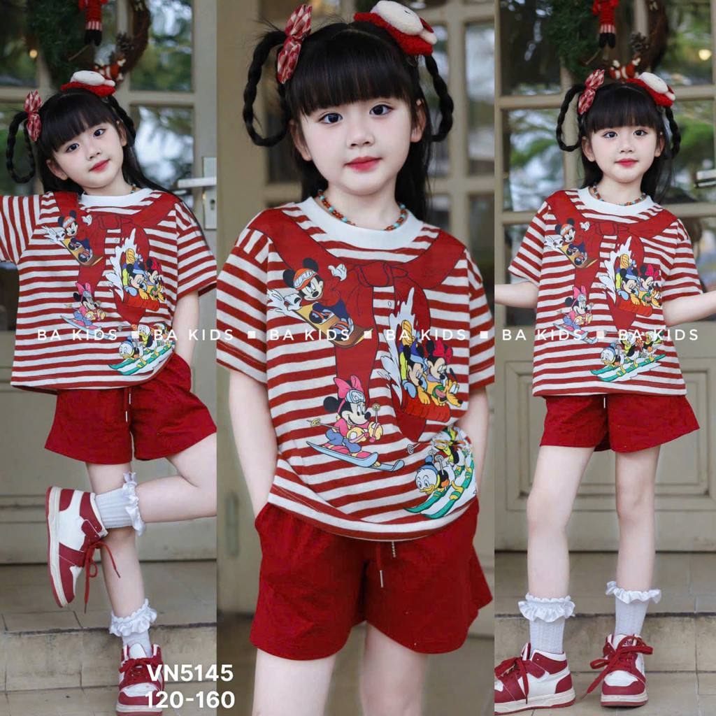 B189 - Bộ mickey kẻ cổ nơ