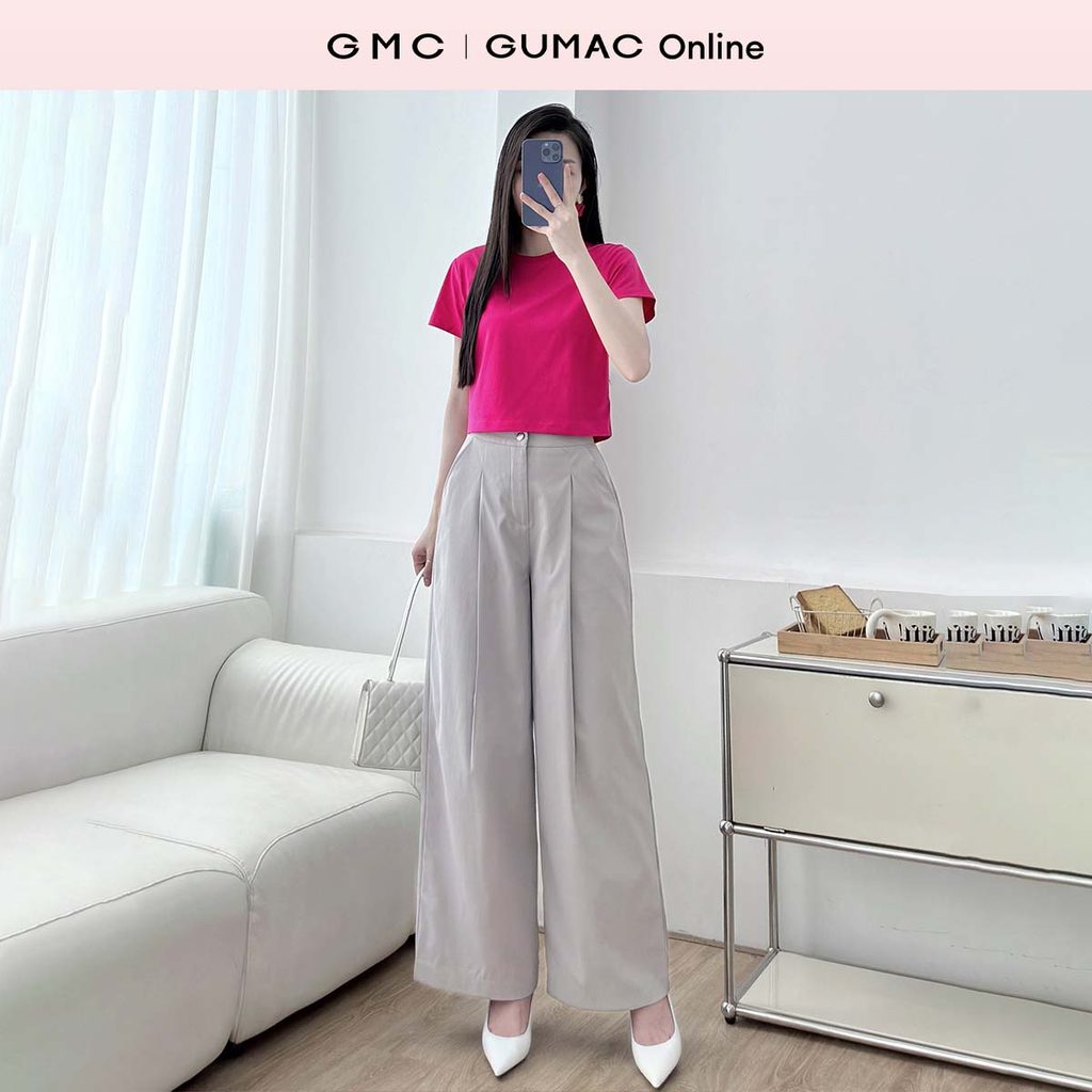 Quần tây nữ ống suông rộng màu xám tôn dáng trẻ trung thời trang Gmorning - GUMAC YQF04046