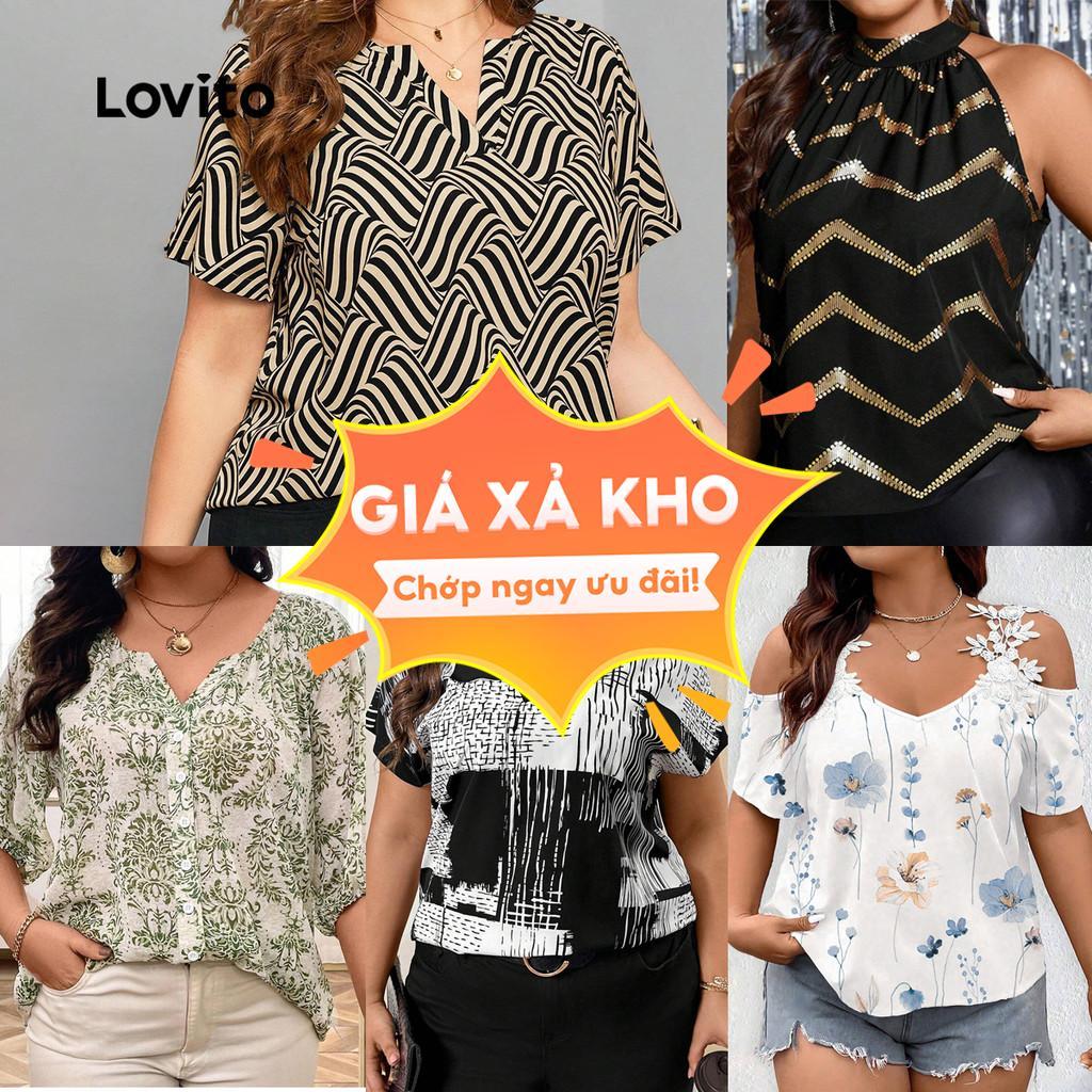 Lovito Special Casual Plus Size Tops for Women