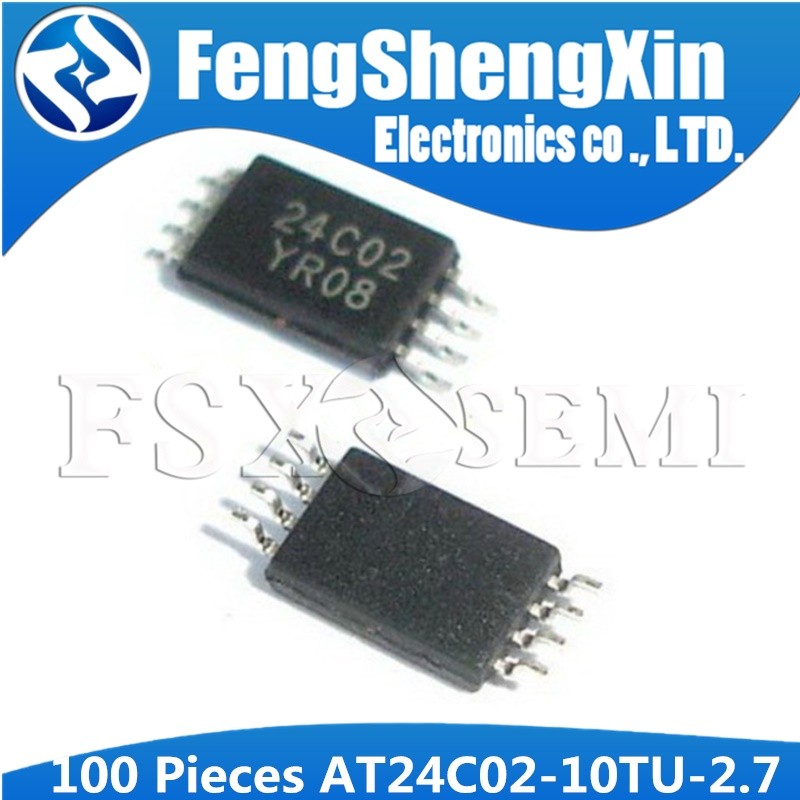 100 Chiếc AT24C02-10TU-2.7 AT24C02 24c02 TSSOP8 2 Dây Nối Tiếp EEPROM IC