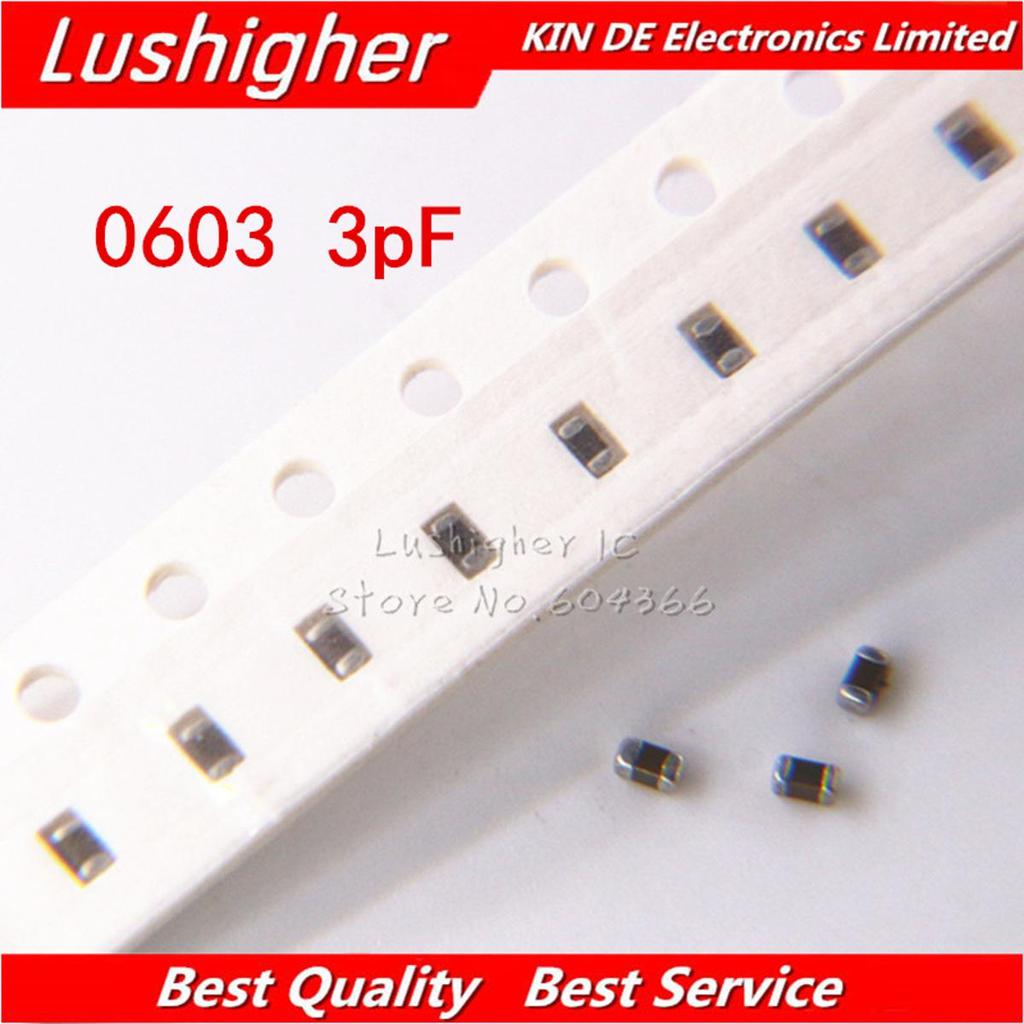 100 chiếc 0603 3pf 3.0pf 50V X7R 10% Tụ gốm SMD MLCC