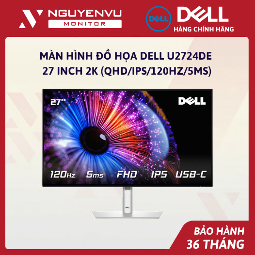 [Full Vat] Màn Hình Đồ Họa Dell U2724DE 27 Inch 2K (QHD/IPS/120Hz/5ms) - Bảo Hành 36 Tháng