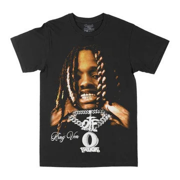 Áo thun Cotton nam King Von Dạo phố Phong cách Hip Hop Đen