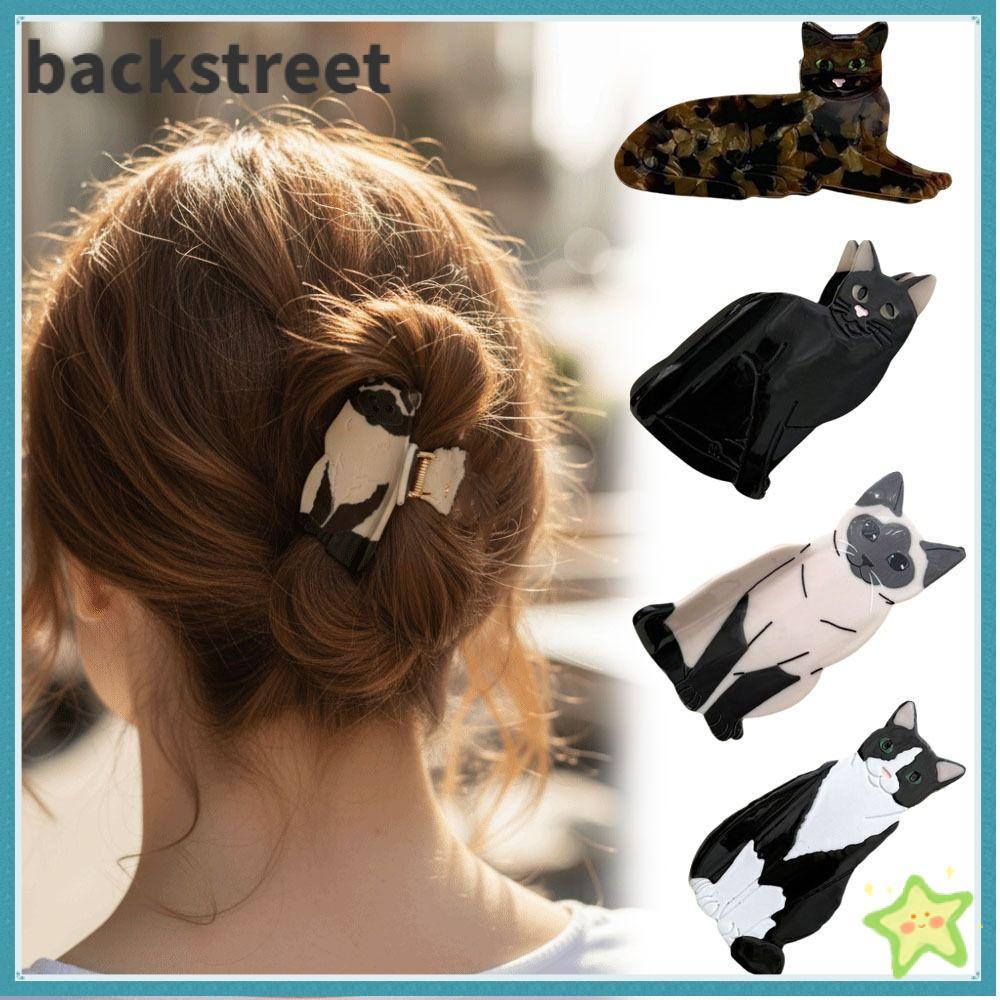 Kẹp Tóc BACKSTREYF, Kẹp Vuốt Tóc Mèo Acetate, Kẹp Tóc Nhẹ Độc Đáo Nữ