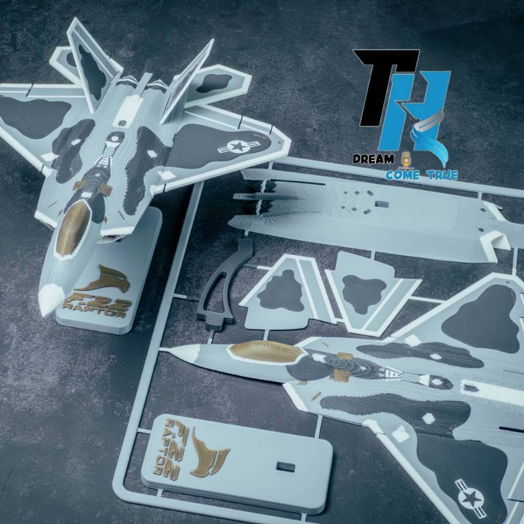 ✈️ Mô Hình Lắp Ráp F22 Raptor – Plane KitCard In 3D (Dài 20cm, Nhựa PETG)