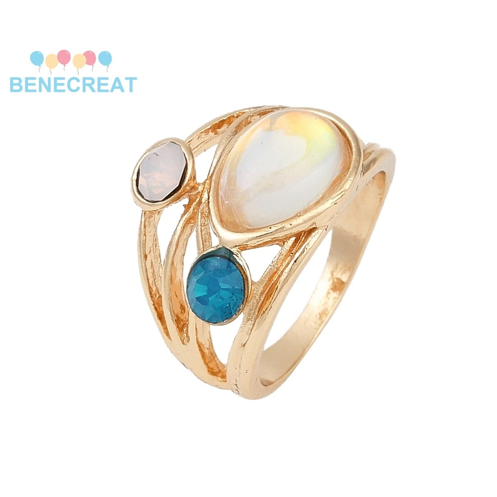 Nhẫn hợp kim nhiều ngón màu xanh bầu trời sâu cho nữ, US Size 9 (18.9mm)