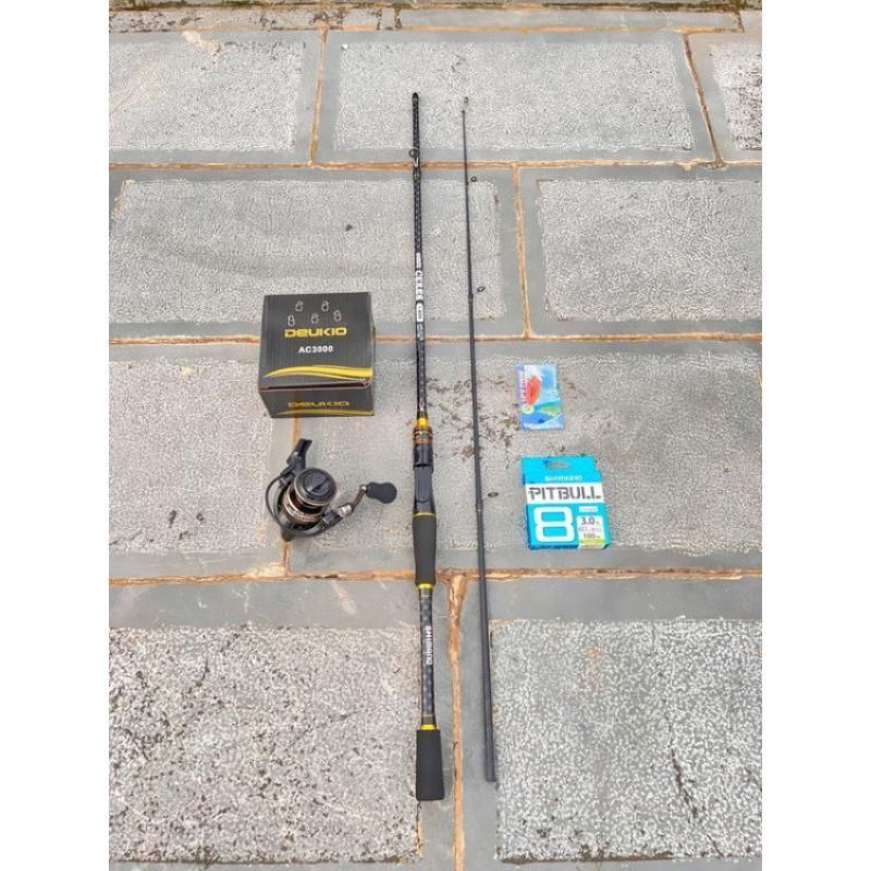 Combo Cần Lure Shimano Ceres: Cần Đứng + Máy AC2000, Tặng Dây PE, Nhái Hơi, Khóa Link Snap.
