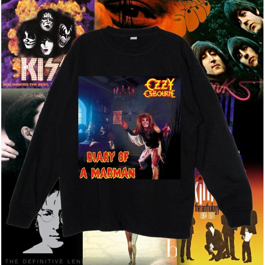 OZZY OSBOURNE Crazy Diary Tay dài in hình Cotton nguyên chất