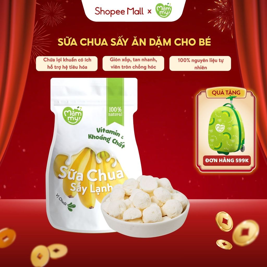 Sữa chua sấy vị chuối Mămmy, viên tròn chống hóc, giàu vitamin và khoáng chất cho bé từ 6 tháng tuổi