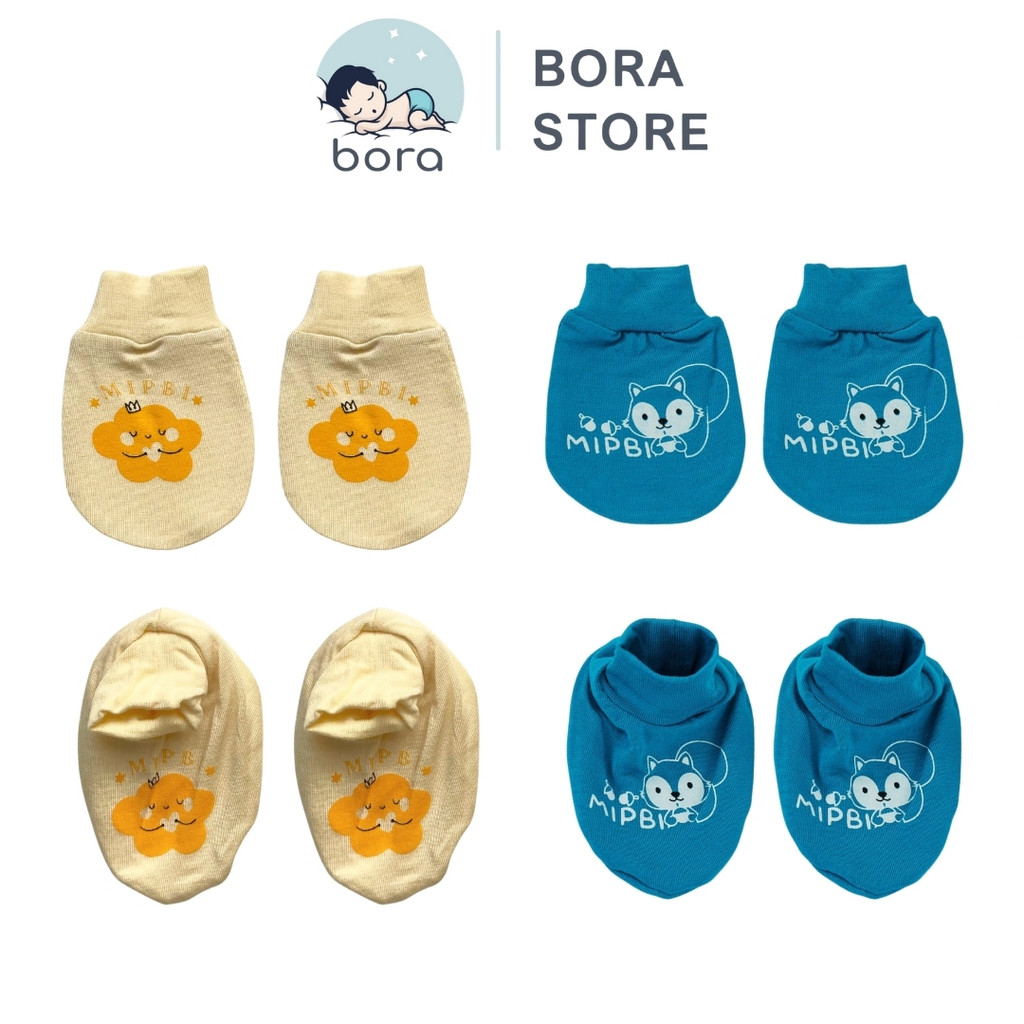 Set bao tay bao chân Mipbi chất liệu sợi tre mềm, an toàn cho bé sơ sinh