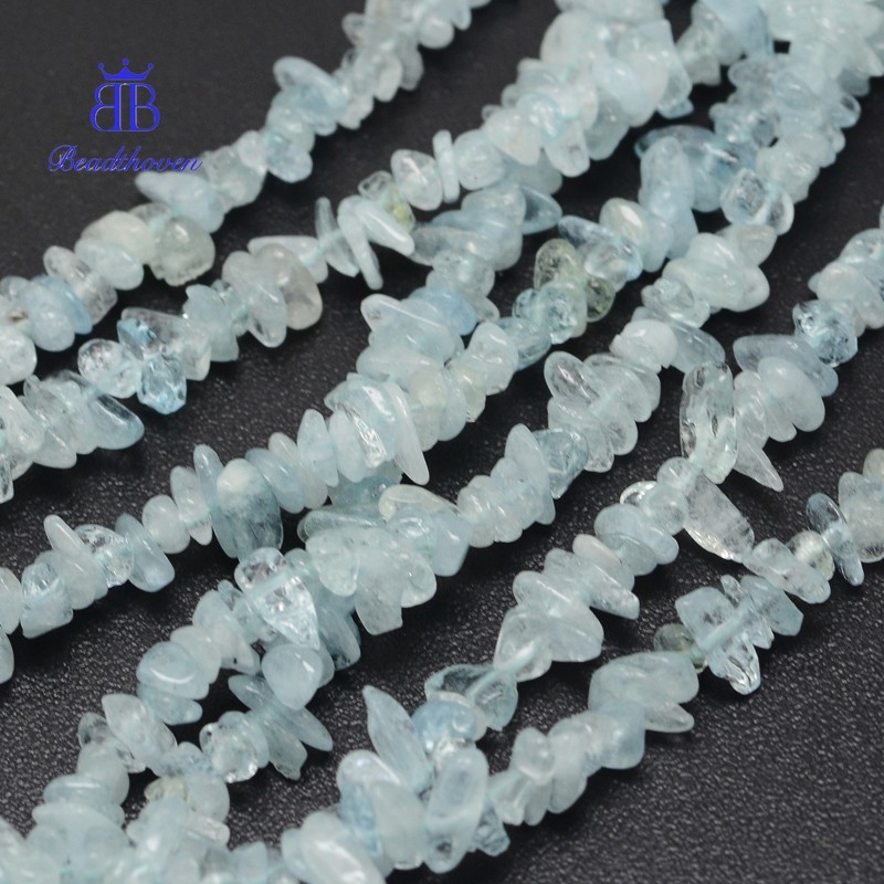 1 sợi Chips Aquamarine Hạt Dây 3-8x3-12x3-3-5mm Lỗ: 1mm 16 inch