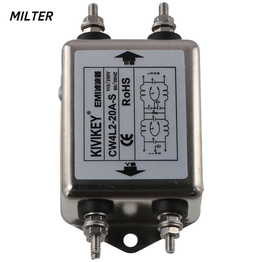 Máy nén tiếng ồn MILTER, Bộ lọc EMI công suất một pha 20A, Bộ lọc nhiễu điện từ CW4L2-20A-S 50 / 60H