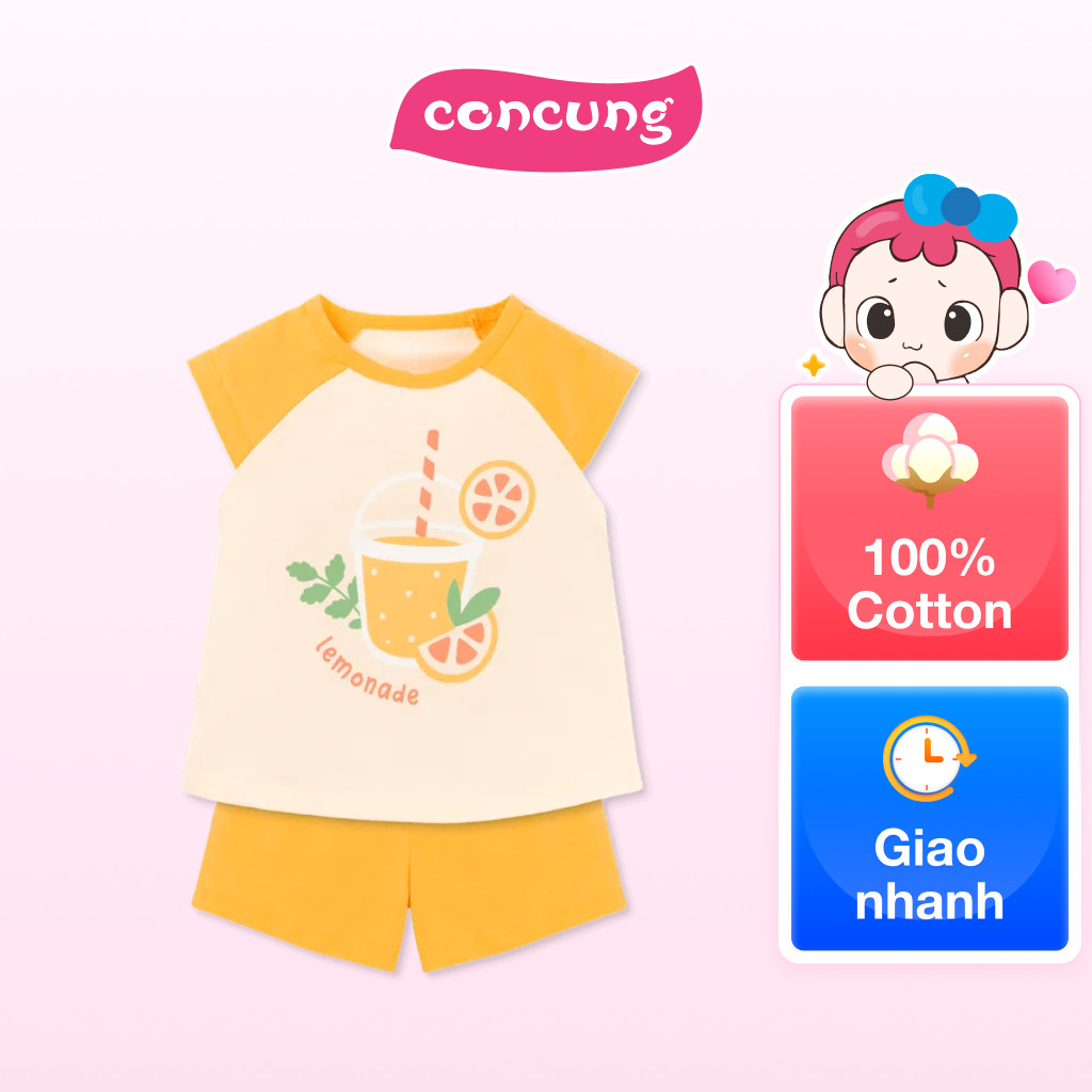 Bộ bé gái ngắn Animo Easy TX0825056 (1Y,Trắng-vàng,TT02)