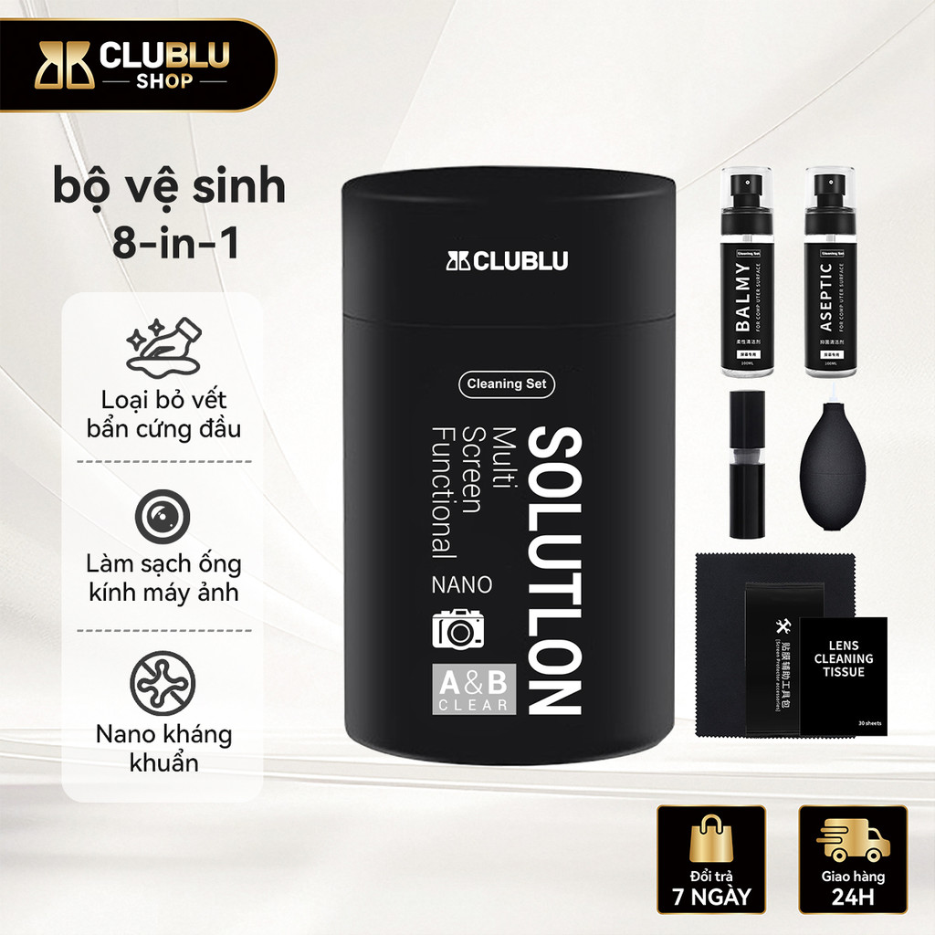 CLUBLU Bộ Vệ Sinh Laptop Máy Ảnh 8 Món Đa Năng Làm Sạch Màn Hình Bàn Phím Kháng Khuẩn Ống Kính