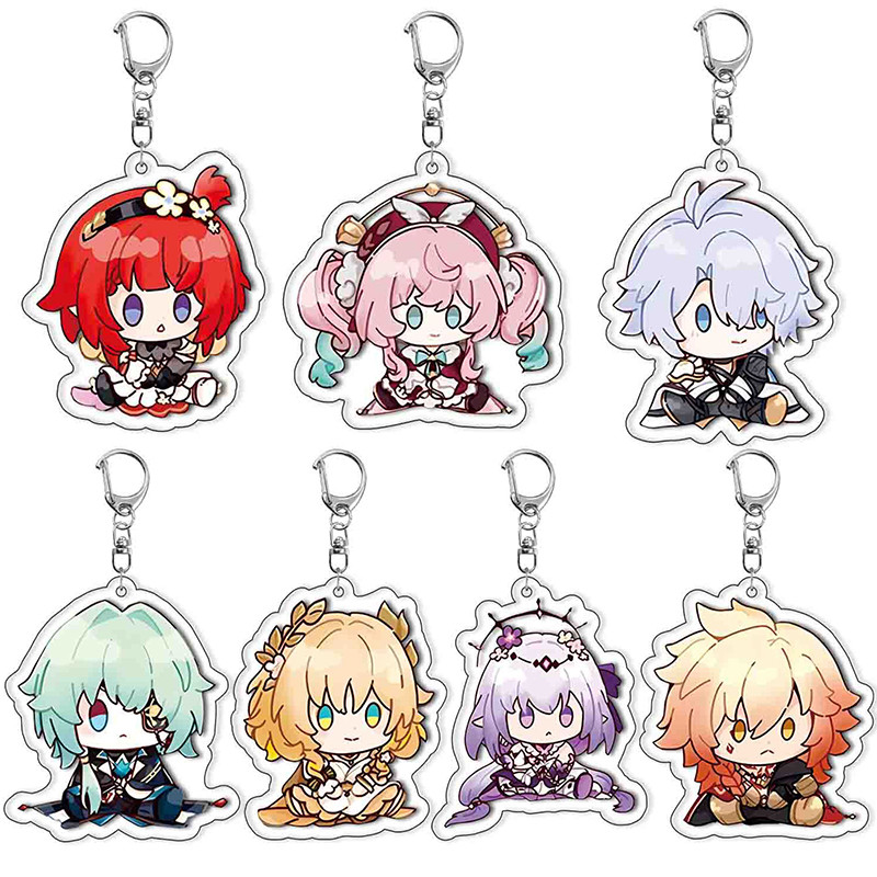 Game Honkai Star Rail Keychain Anaxa Phainon Castorice Tribios Hyacine Figure Pendant Car Key Chain 