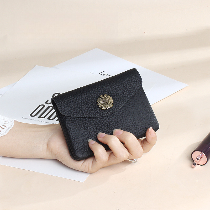 Ví nhỏ ngắn Vintage Daisy Buckle Coin Storage Change Pouch