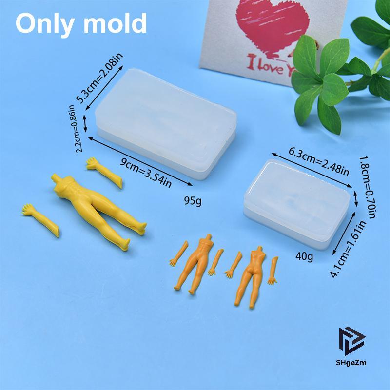 [SHgeZm] 1 Bộ Đất Sét Polymer Nam Búp Bê Cơ Thể Torso Khuôn Silicon Fondant / Nhựa Đất Sét DIY Búp B