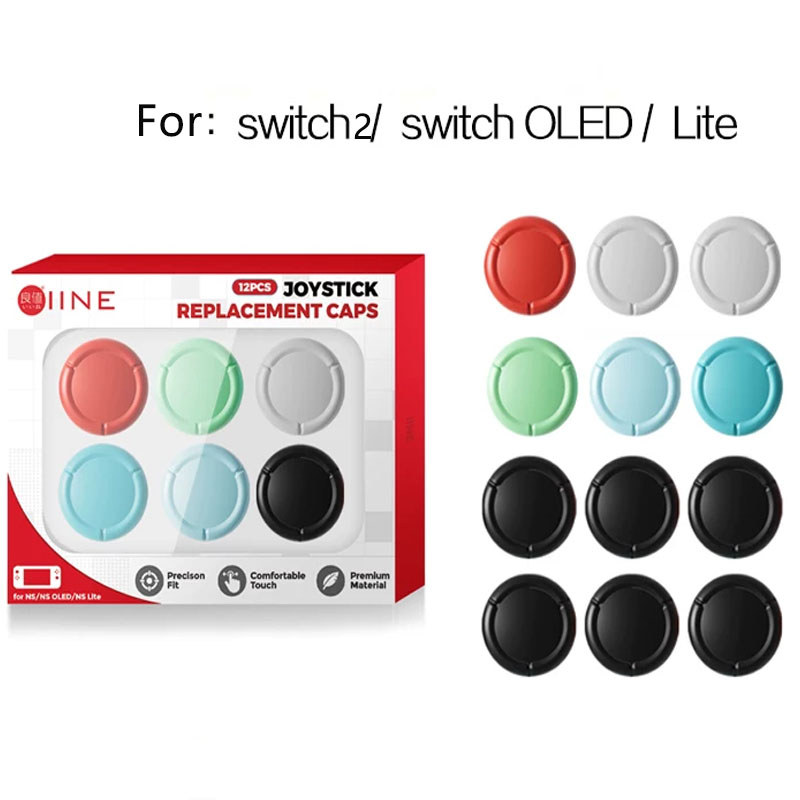 IINE 3D Analog Joycon Joycon Nắp thay thế cho Switch / Switch Lite / Switch OLED Premium Thumb Grip 