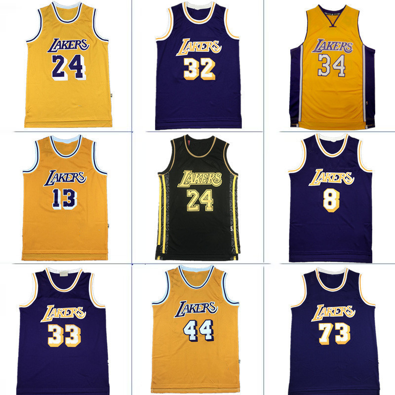 Bộ đồ tập luyện thêu cổ điển Lakers Jersey Johnson 33