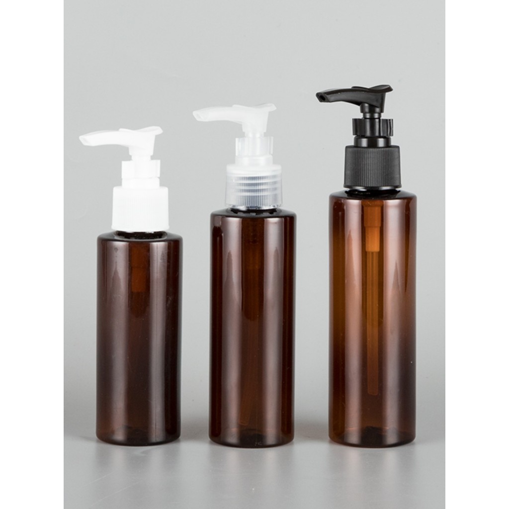Spot Goods#100ml/120ml/150ml Brown flat shoulder bottle Socket Pump Bottle Shower Gel Dispenser Bott