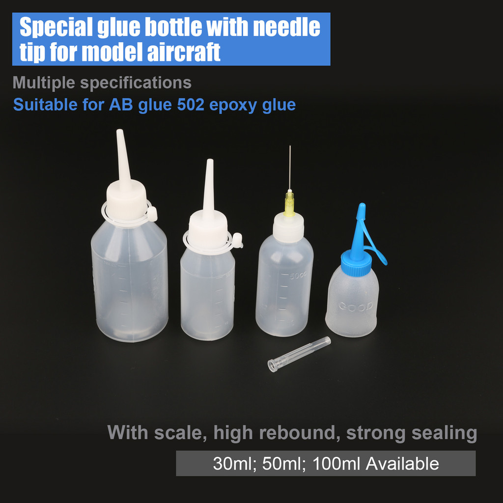 Công cụ mô hình 30ML 50ML 100ML Chai pha chế có keo kim AB Keo 502 Keo dán tức thì Epoxy Keo trợ lý