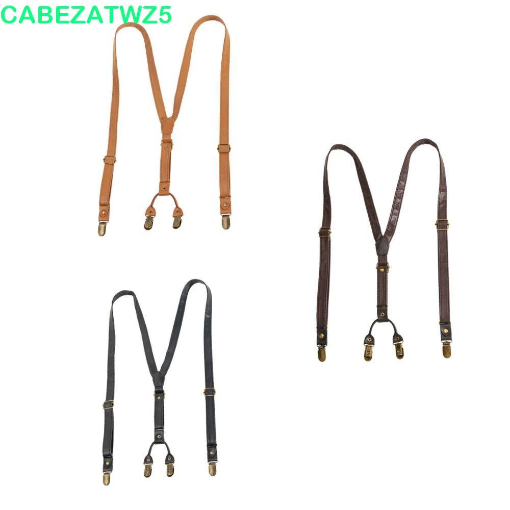 Cabezatwz5 - Kẹp Treo Nam Dây Da Nâu Đen, Phong Cách Retro Anh Quốc