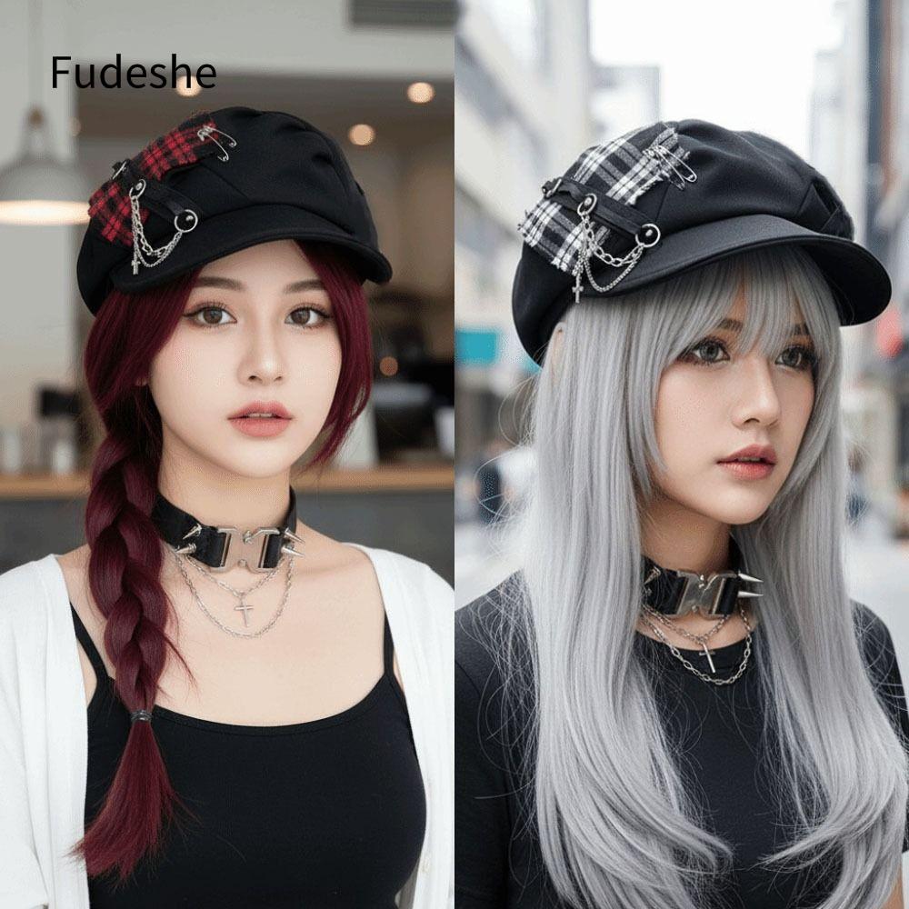 Mũ nồi FUDESHE Harajuku, Mũ Gothic Gothic Gothic Gothic mát mẻ, Cổ điển mặc thường ngày Spice Cross 
