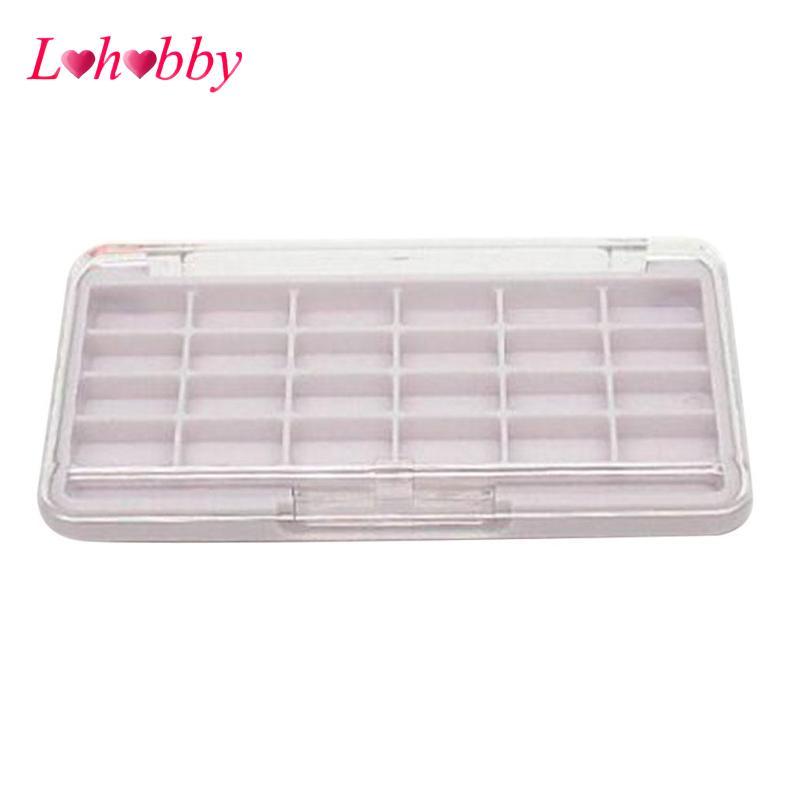 24 khe DIY Eyeshadow Palette Lipstick Pressed Powder Case w / Brush Slot