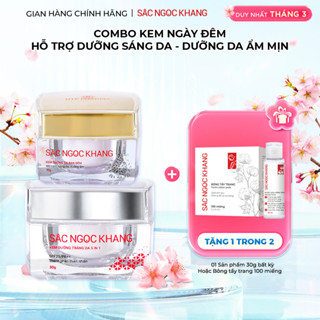 Combo Kem Dưỡng Trắng, Chống lão Hóa Ban Ngày 30g, Kem Đêm Sắc Ngọc Khang 10g - Ẩm Mịn, Nâng Tông, Chống Nắng