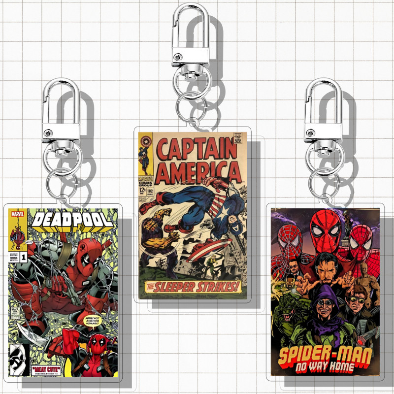 Marvel Vintage Keychain on Acrylic Frame | Gantungan Kunci Marvel UV Printed 2 sisi on 3 mm Acrylic 