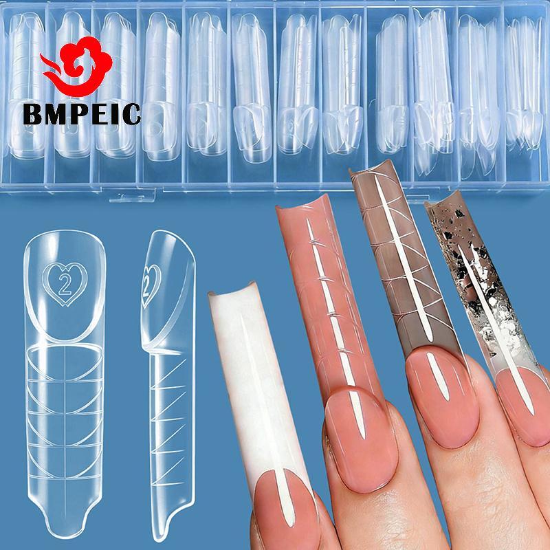 BMPEIC Space French Dual Forms 15 Kích Cỡ Trong Suốt Có Thể Tái Sử Dụng Hệ Thống Kép Khuôn Móng Tay 