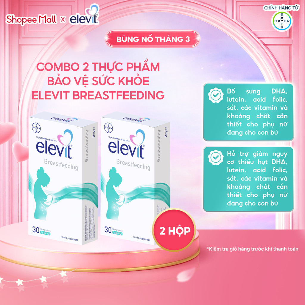 Bộ 2 Elevit Breastfeeding Vitamin bổ sung cho phụ nữ sau sinh và cho con bú có DHA, Omega3, Canxi và Các khoáng chất